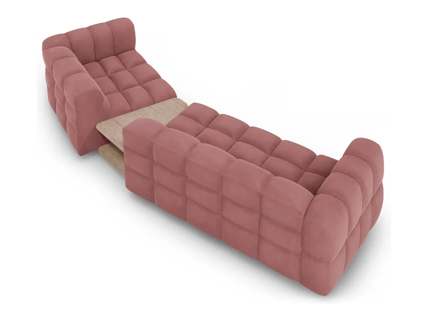 Cosmopolitan Design - Sofá modular direito "Sky" 3 lugares em veludo salmão - 353x148x75cm