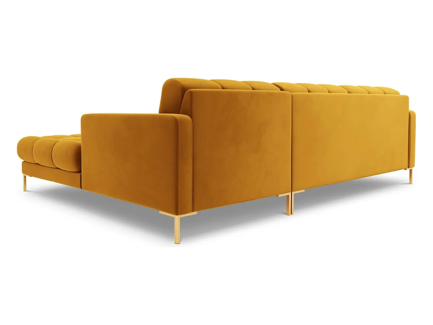 Cosmopolitan Design - Sofá de canto direito "Bali" 5 lugares em veludo amarelo - 293x185x75cm