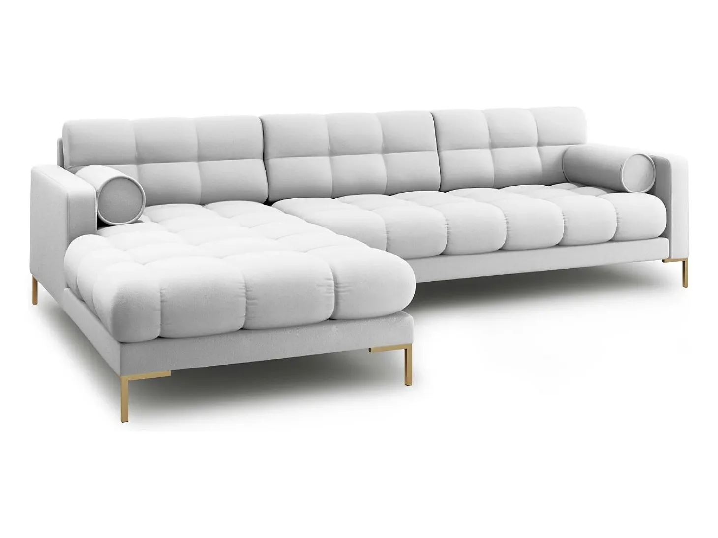 Cosmopolitan Design - Sofá de canto esquerdo "Bali" 5 lugares em tecido estrutural cinza claro - 293x185x75cm