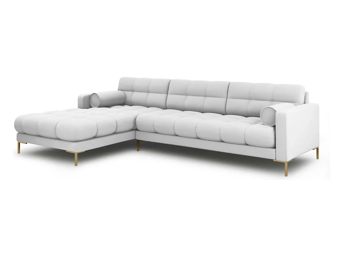 Cosmopolitan Design - Sofá de canto esquerdo "Bali" 5 lugares em tecido estrutural cinza claro - 293x185x75cm