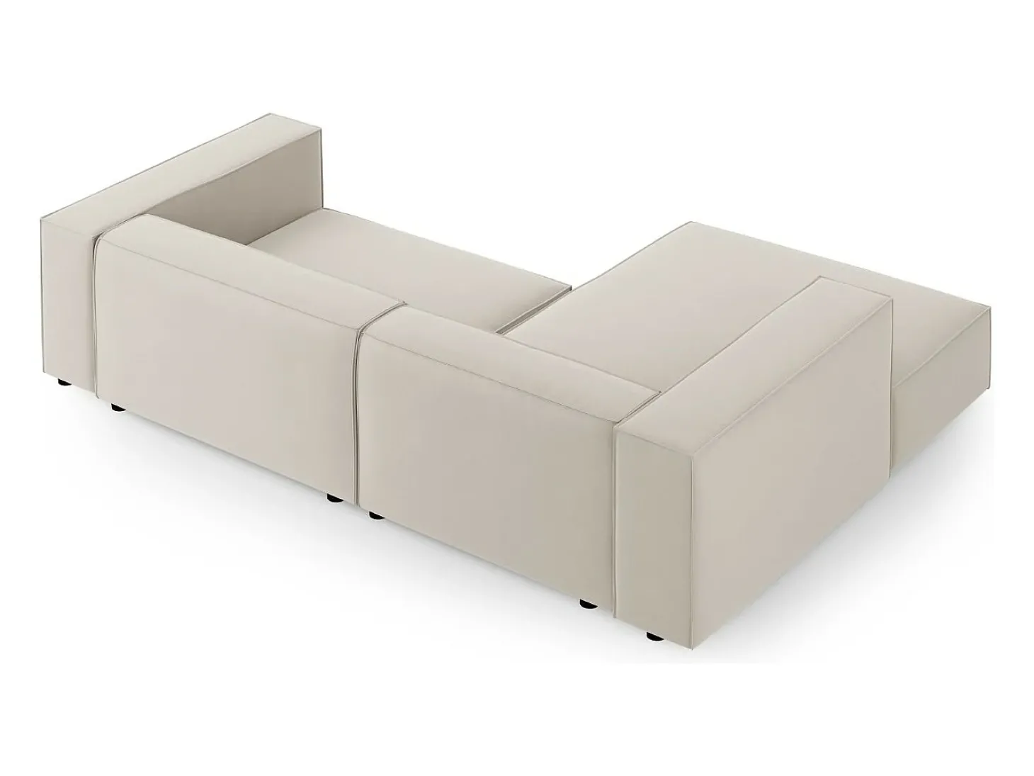 Cosmopolitan Design - Sofá de canto esquerdo "Arendal" 3 lugares em veludo cru - 224x166x70cm