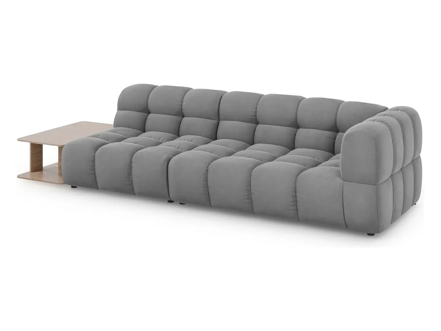 Cosmopolitan Design - Sofá modular virado para a esquerda "Sky" 4 lugares em veludo cinza claro - 297x102x75cm