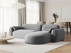 Cosmopolitan Design - Sofá modular de canto direito "Sydney" 4 lugares em veludo cinza claro - 275x165x70cm