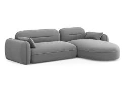 Cosmopolitan Design - Sofá modular de canto direito "Sydney" 4 lugares em veludo cinza claro - 275x165x70cm