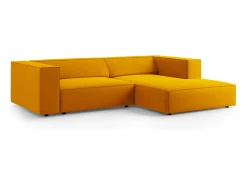 Cosmopolitan Design - Sofá de canto direito "Arendal" 3 lugares em veludo amarelo - 224x166x70cm