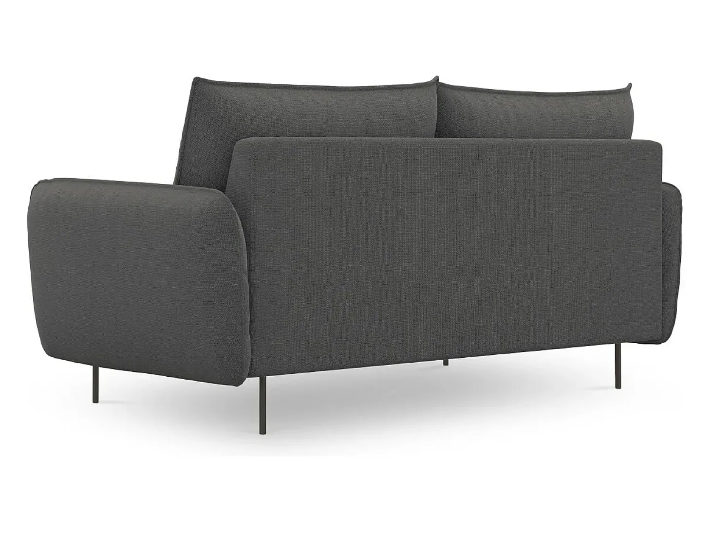 Cosmopolitan Design - Sofá "Vienna" 2 lugares em tecido estrutural cinza escuro - 160x92x95cm