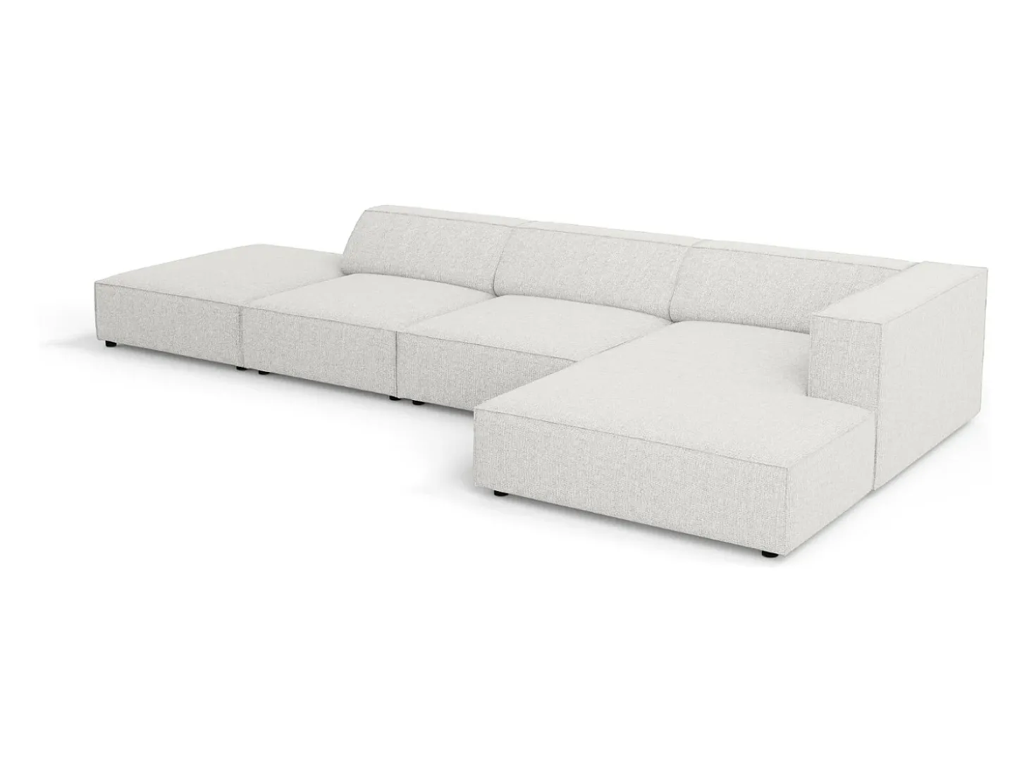 Cosmopolitan Design - Sofá de canto direito "Arendal" 5 lugares em tecido chenille cinza claro - 341x166x70cm
