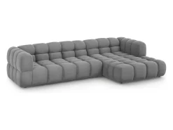 Cosmopolitan Design - Sofá modular de canto direito "Sky" 4 lugares em veludo cinza claro - 300x162x75cm