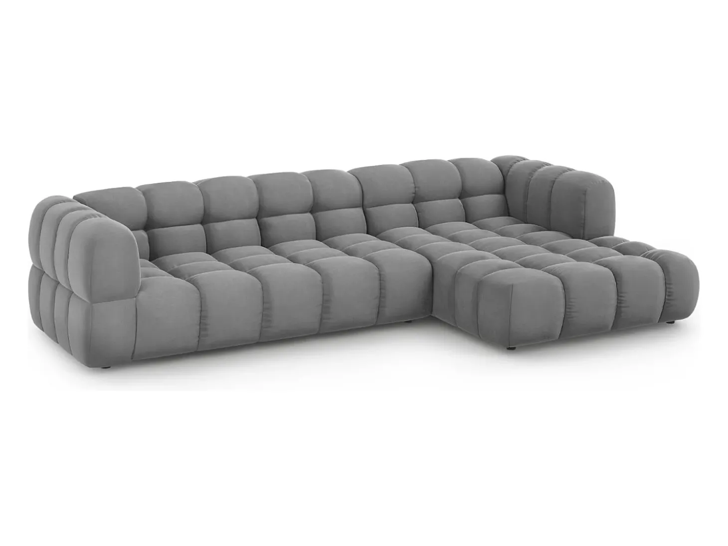 Cosmopolitan Design - Sofá modular de canto direito "Sky" 4 lugares em veludo cinza claro - 300x162x75cm