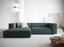 Cosmopolitan Design - Sofá de canto esquerdo "Arendal" 3 lugares em tecido chenille petróleo - 224x166x70cm