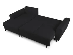 Cosmopolitan Design - Sofá convertível de canto esquerdo com caixa de arrumação "Kyoto" 4 lugares em tecido bouclé preto - 241x145x88cm