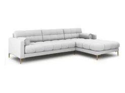 Cosmopolitan Design - Sofá de canto direito "Bali" 5 lugares em tecido estrutural cinza claro - 293x185x75cm