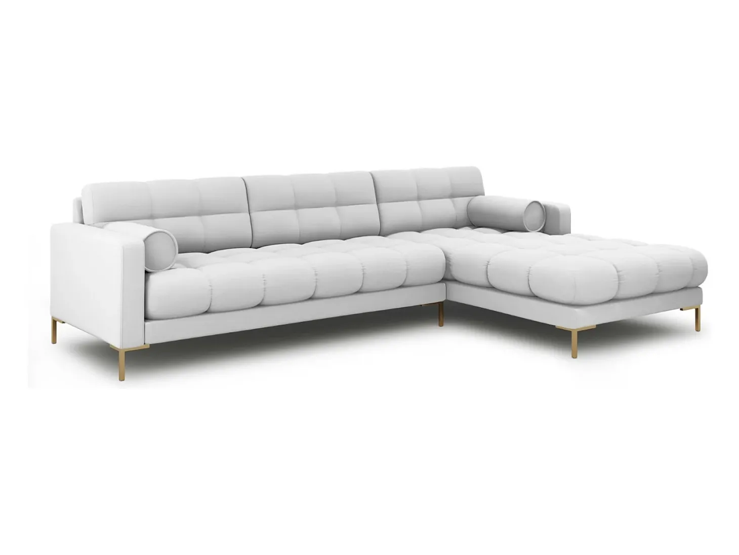 Cosmopolitan Design - Sofá de canto direito "Bali" 5 lugares em tecido estrutural cinza claro - 293x185x75cm