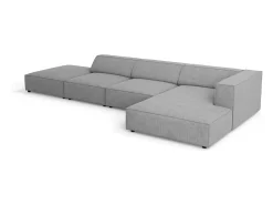 Cosmopolitan Design - Sofá de canto direito "Arendal" 5 lugares em tecido chenille com efeito canelado cinza escuro - 341x166x70cm