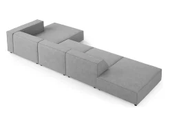 Cosmopolitan Design - Sofá de canto direito "Arendal" 5 lugares em tecido chenille com efeito canelado cinza escuro - 341x166x70cm