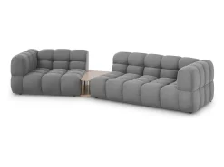 Cosmopolitan Design - Sofá modular virado para a esquerda "Sky" 3 lugares em veludo cinza claro - 353x148x75cm