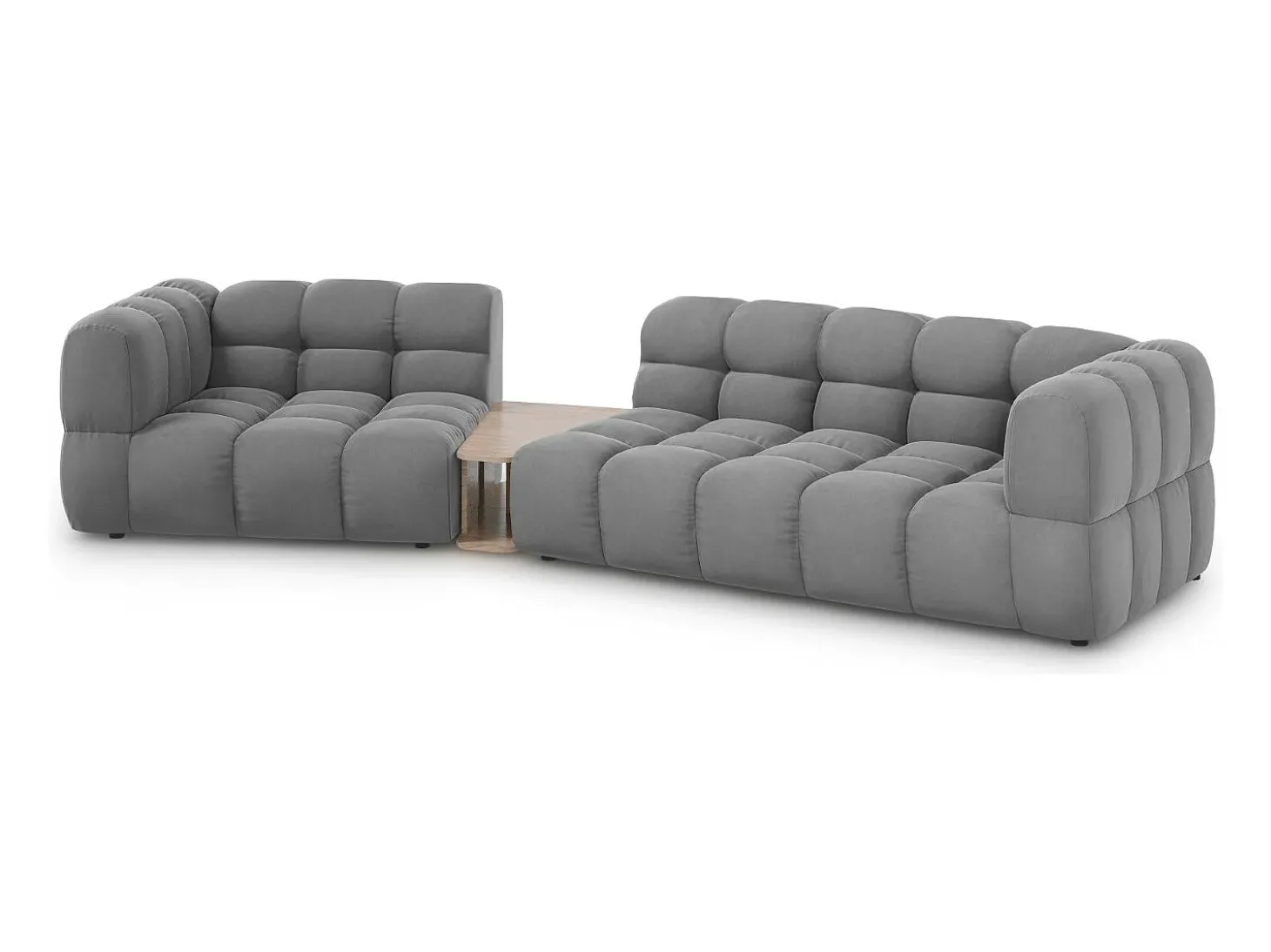 Cosmopolitan Design - Sofá modular virado para a esquerda "Sky" 3 lugares em veludo cinza claro - 353x148x75cm