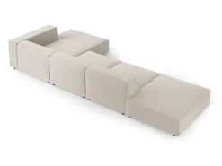 Cosmopolitan Design - Sofá de canto direito "Arendal" 5 lugares em veludo cru - 341x166x70cm