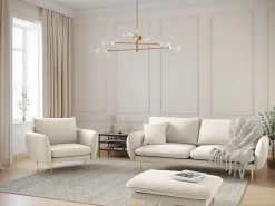 Cosmopolitan Design - Sofá "Vienna" 2 lugares em tecido bouclé bege - 160x92x95cm