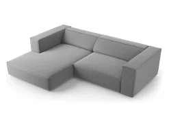 Cosmopolitan Design - Sofá de canto esquerdo "Arendal" 3 lugares em veludo cinza claro - 224x166x70cm