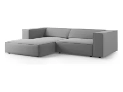 Cosmopolitan Design - Sofá de canto esquerdo "Arendal" 3 lugares em veludo cinza claro - 224x166x70cm