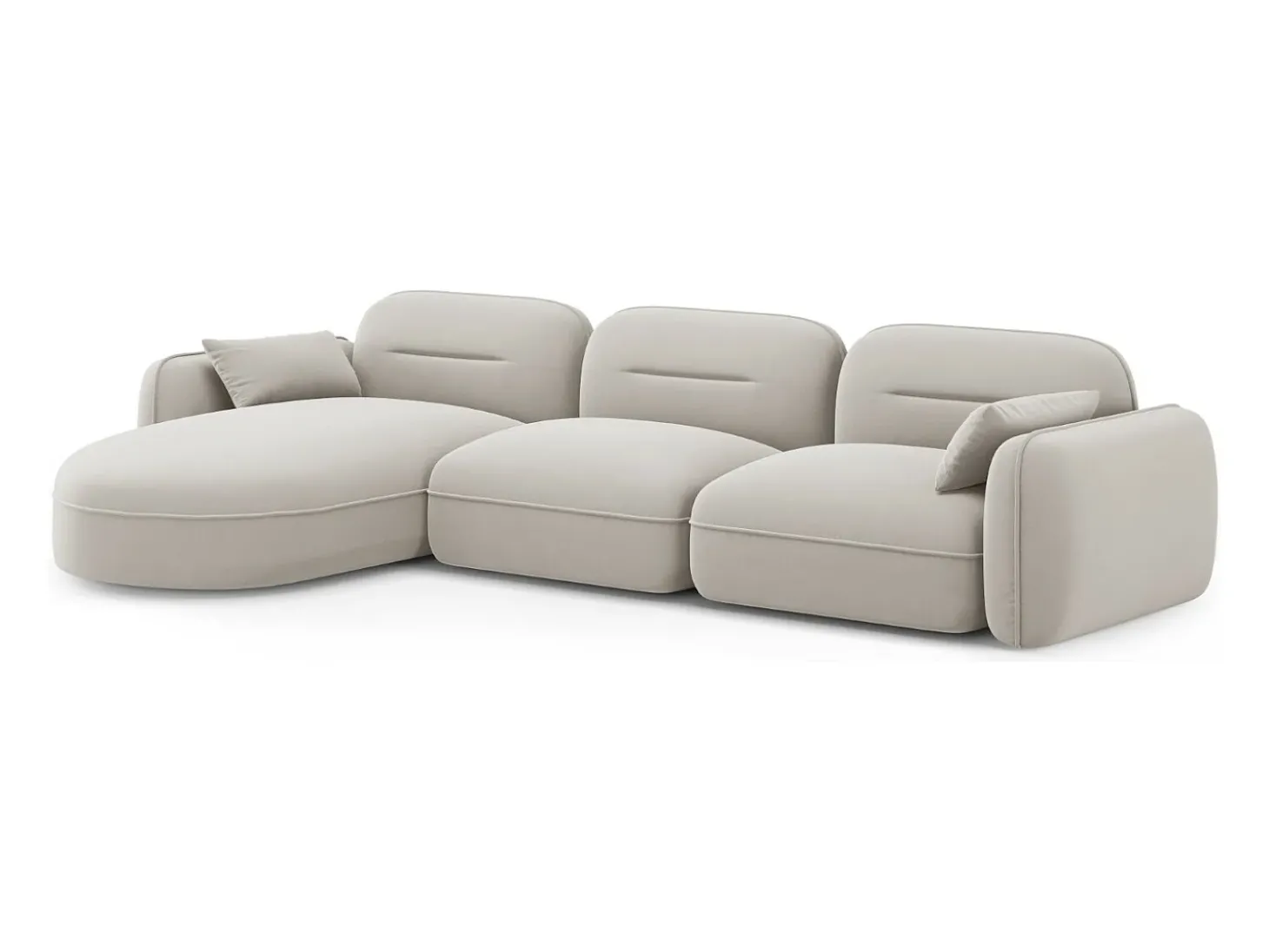 Cosmopolitan Design - Sofá modular de canto esquerdo "Sydney" 4 lugares em veludo bege claro - 320x165x70cm