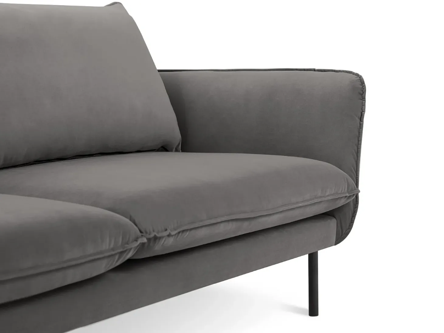 Cosmopolitan Design - Sofá "Vienna" 4 lugares em veludo cinza claro - 230x92x95cm