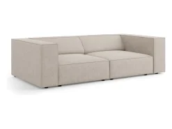 Cosmopolitan Design - Sofá "Arendal" 3 lugares em tecido chenille com efeito canelado bege escuro - 204x102x70cm