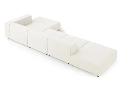 Cosmopolitan Design - Sofá de canto direito "Arendal" 5 lugares em tecido chenille com efeito canelado marfim - 341x166x70cm