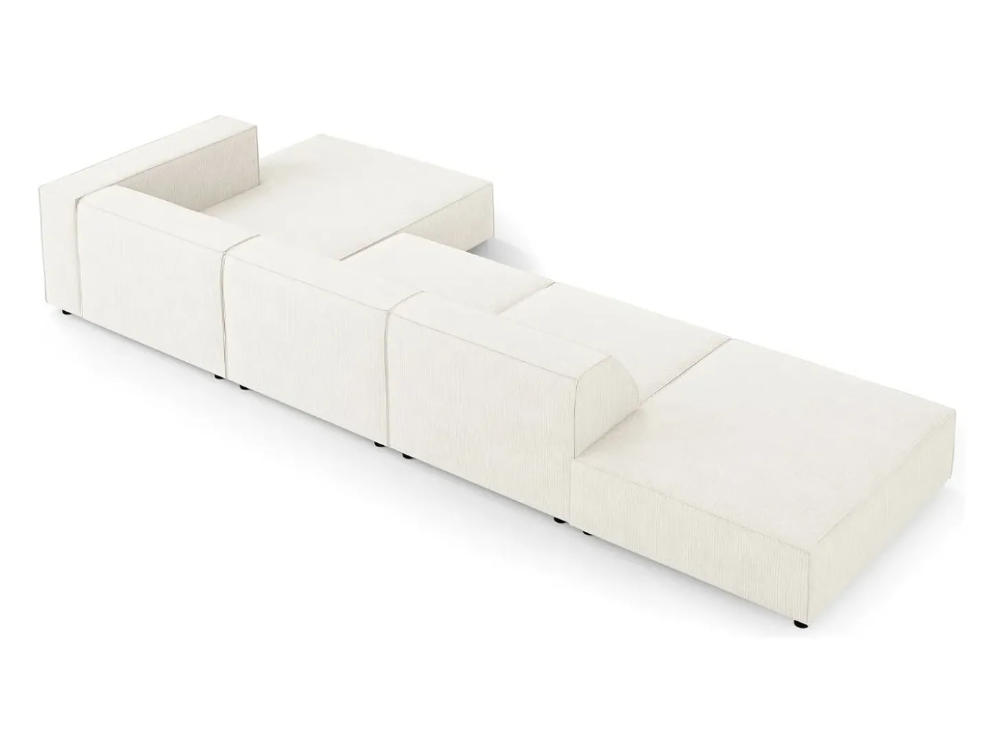 Cosmopolitan Design - Sofá de canto direito "Arendal" 5 lugares em tecido chenille com efeito canelado marfim - 341x166x70cm