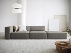 Cosmopolitan Design - Sofá direito "Arendal" 4 lugares em tecido chenille cinza - 262x102x70cm