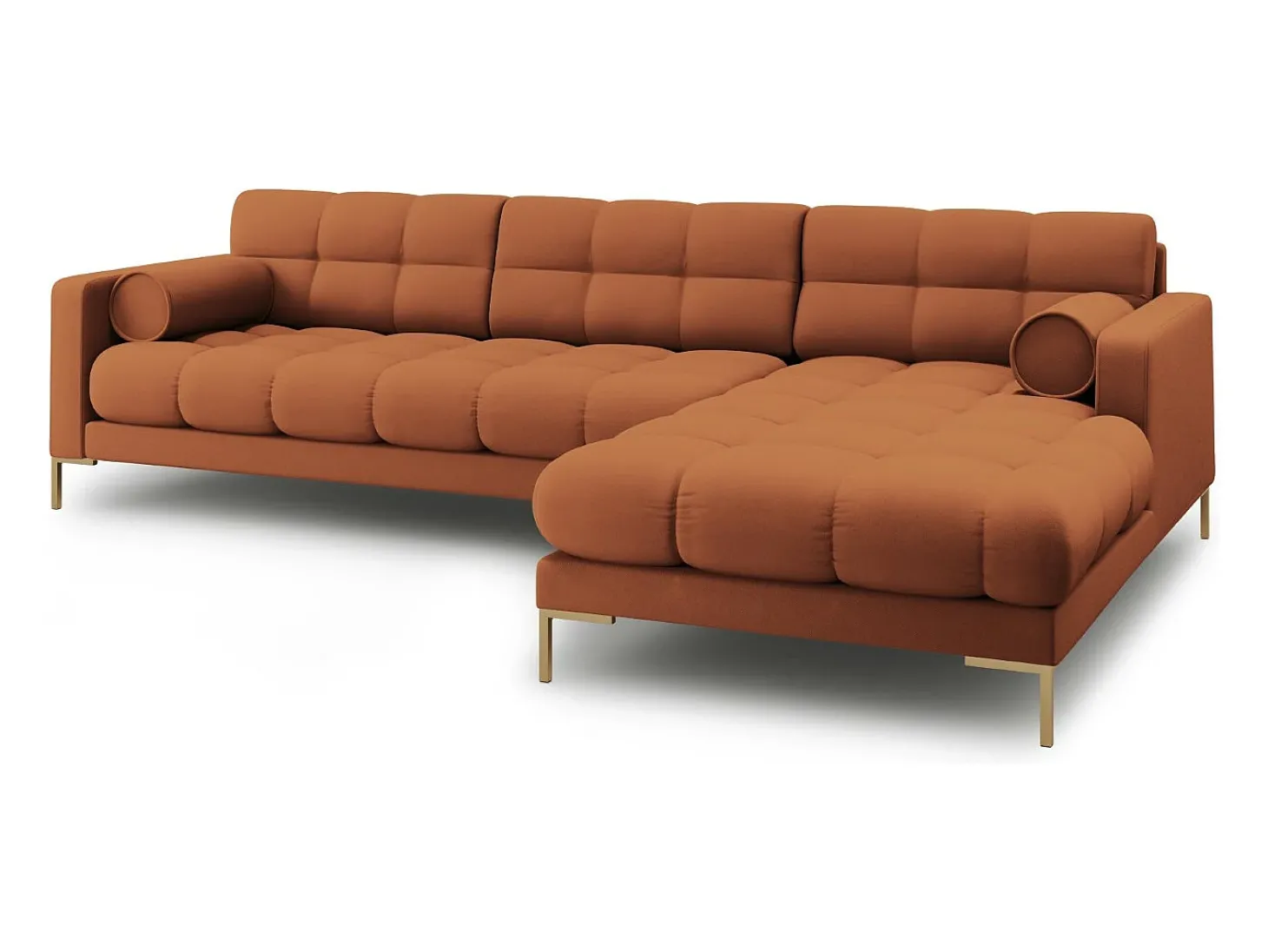 Cosmopolitan Design - Sofá de canto direito "Bali" 5 lugares em tecido estrutural tijolo - 293x185x75cm