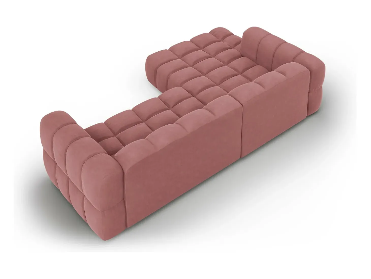 Cosmopolitan Design - Sofá modular de canto esquerdo "Sky" 4 lugares em veludo salmão - 272x162x75cm