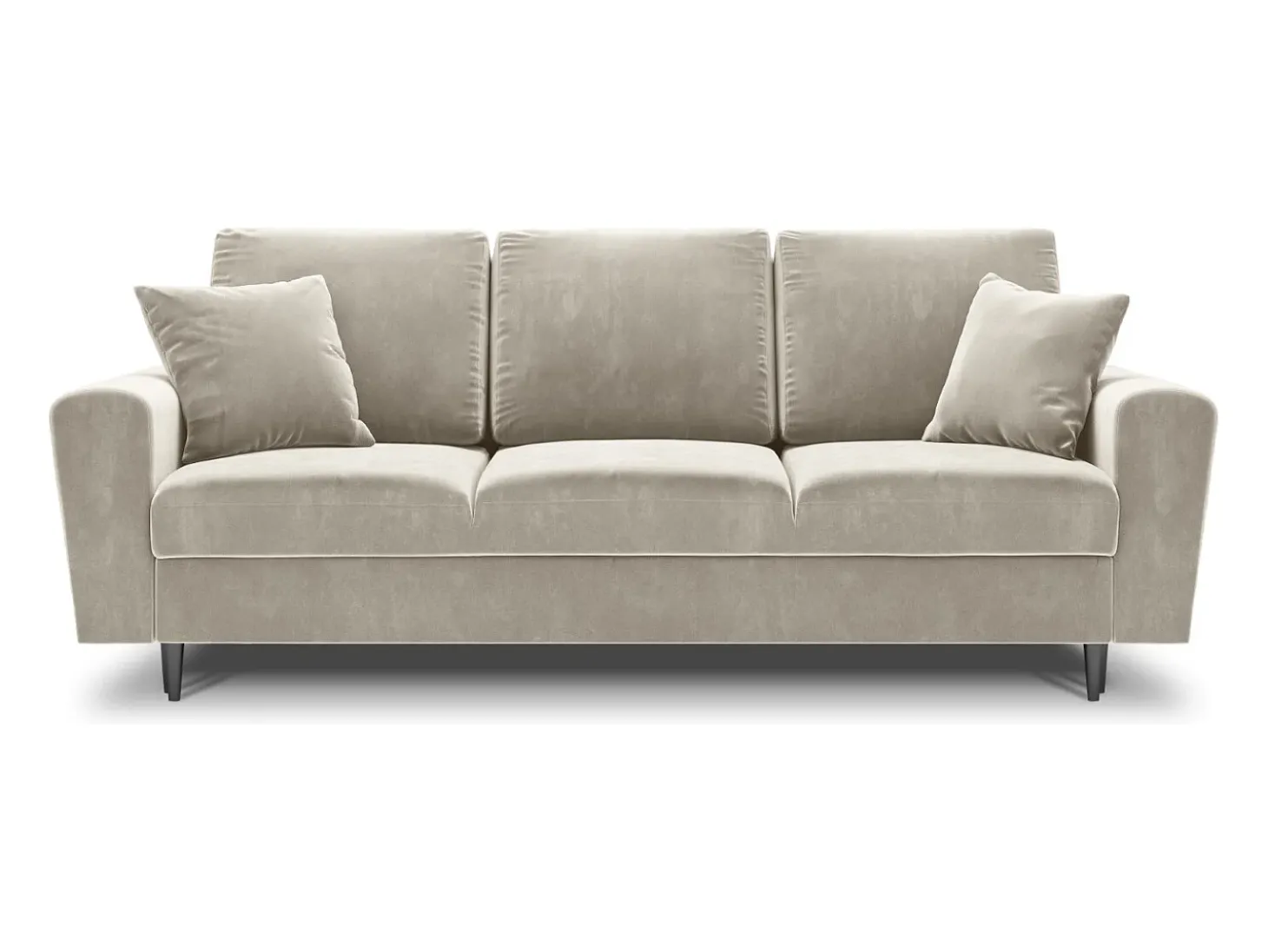 Cosmopolitan Design - Sofá-cama com compartimento de arrumação "Kyoto" 3 lugares em veludo bege claro - 235x100x88cm