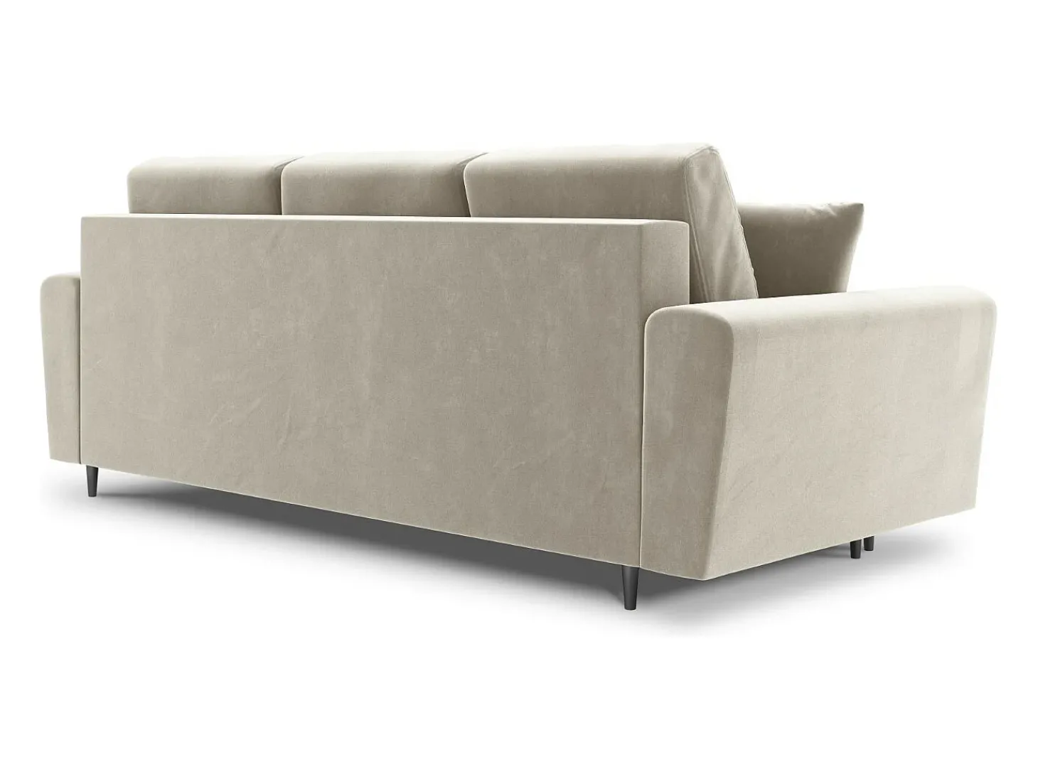 Cosmopolitan Design - Sofá-cama com compartimento de arrumação "Kyoto" 3 lugares em veludo bege claro - 235x100x88cm
