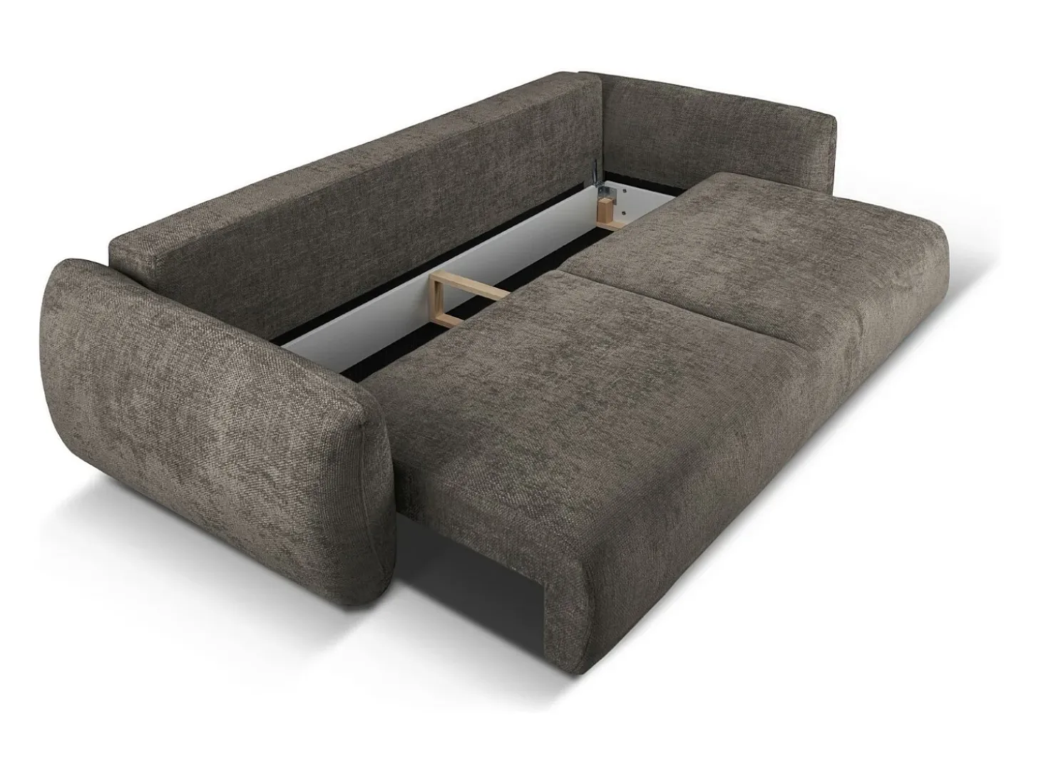 Cosmopolitan Design - Sofá-cama com compartimento de arrumação "Matera" 3 lugares em tecido chenille cinza - 240x108x86cm