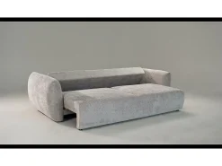 Cosmopolitan Design - Sofá-cama com compartimento de arrumação "Matera" 3 lugares em tecido chenille bege - 240x108x86cm