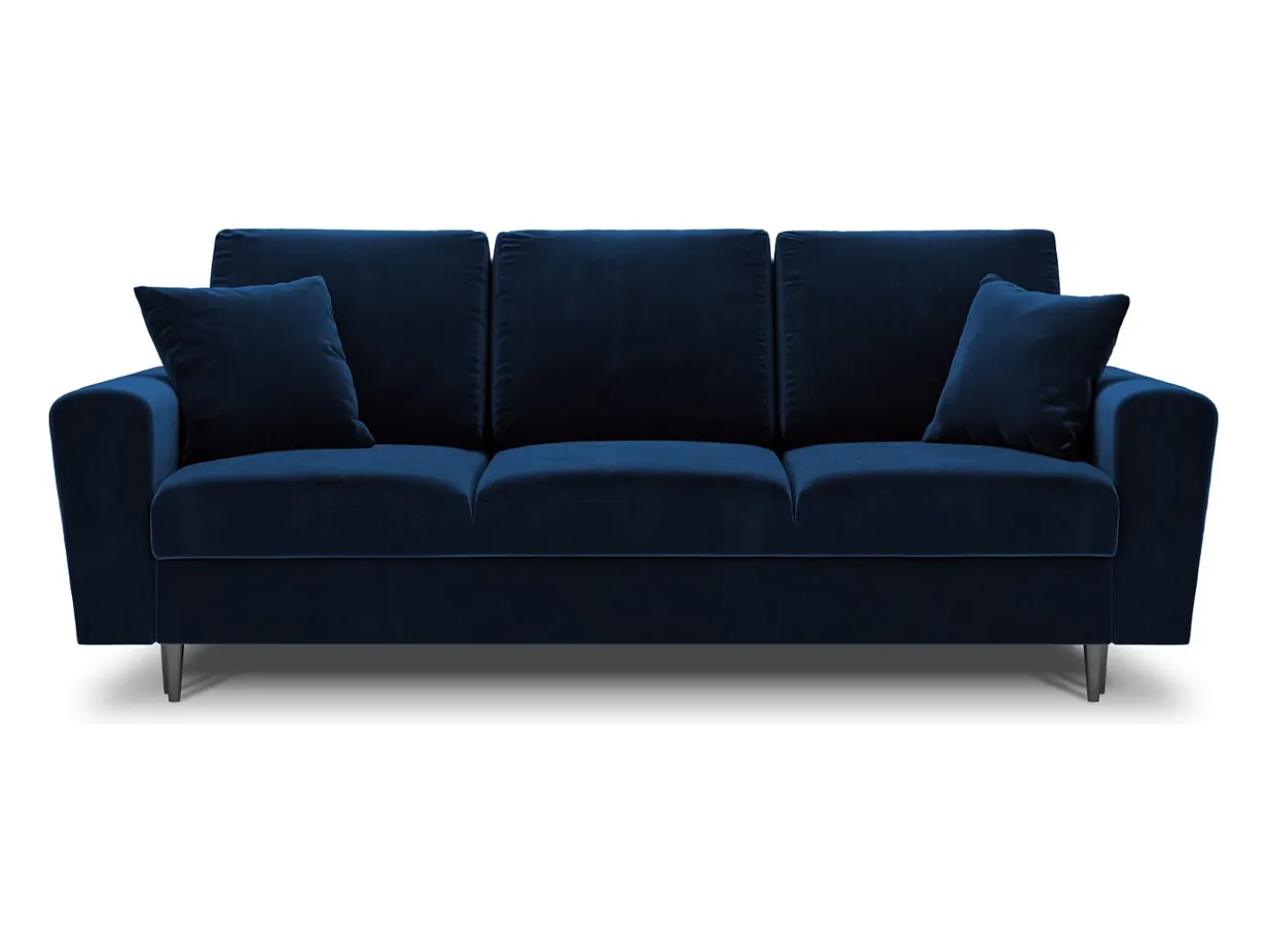 Cosmopolitan Design - Sofá-cama com compartimento de arrumação "Kyoto" 3 lugares em veludo azul real - 235x100x88cm