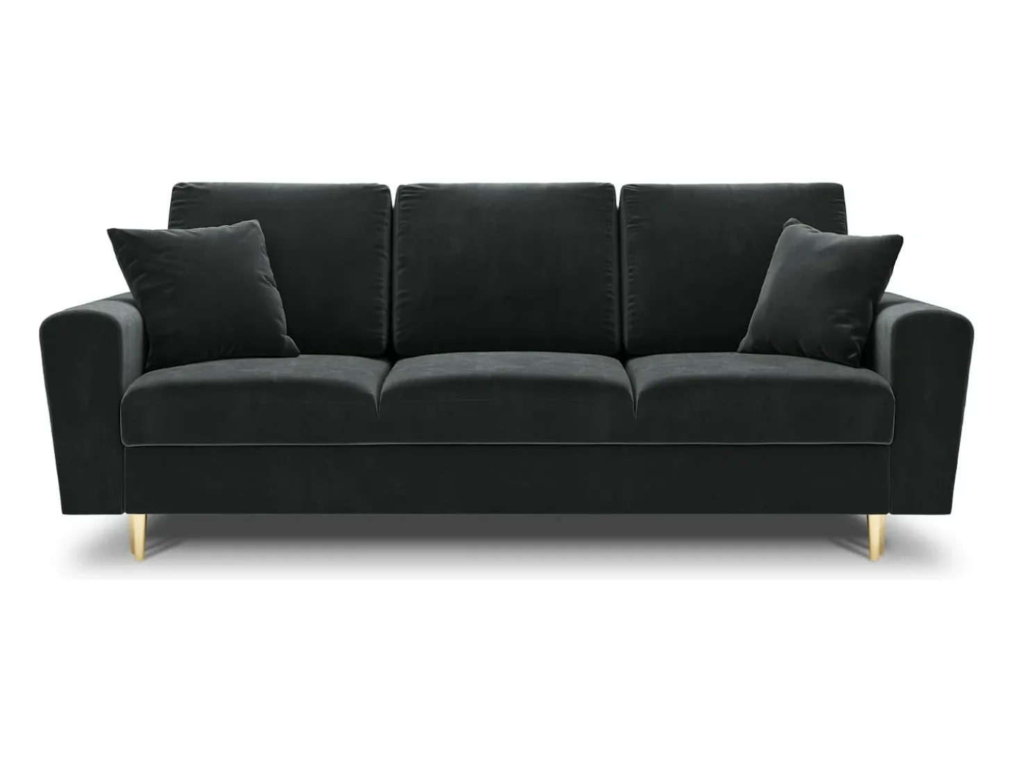 Cosmopolitan Design - Sofá-cama com compartimento de arrumação "Kyoto" 3 lugares em veludo cinza escuro - 235x100x88cm