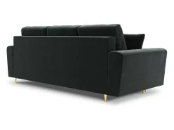 Cosmopolitan Design - Sofá-cama com compartimento de arrumação "Kyoto" 3 lugares em veludo cinza escuro - 235x100x88cm