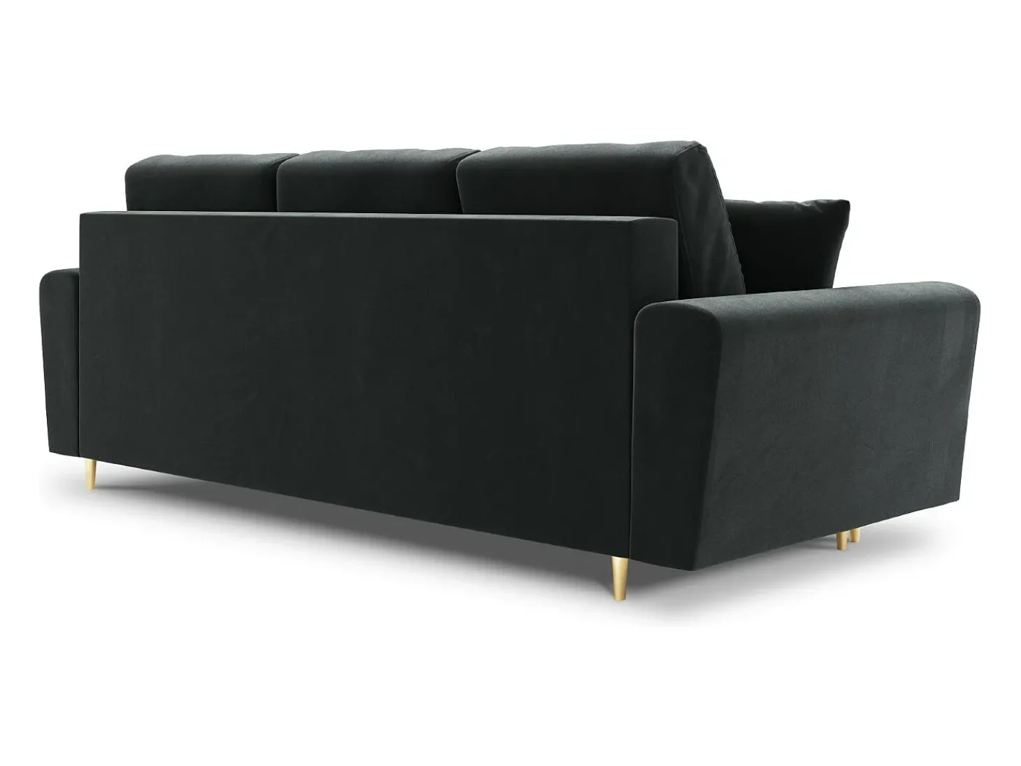 Cosmopolitan Design - Sofá-cama com compartimento de arrumação "Kyoto" 3 lugares em veludo cinza escuro - 235x100x88cm