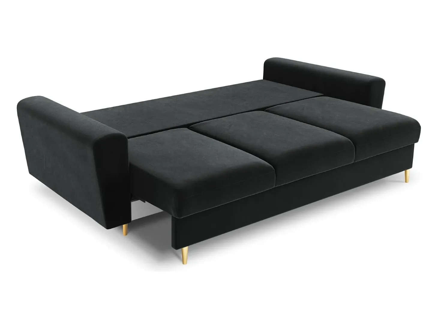 Cosmopolitan Design - Sofá-cama com compartimento de arrumação "Kyoto" 3 lugares em veludo cinza escuro - 235x100x88cm