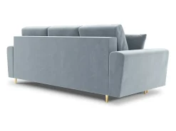 Cosmopolitan Design - Sofá-cama com compartimento de arrumação "Kyoto" 3 lugares em veludo azul claro - 235x100x88cm