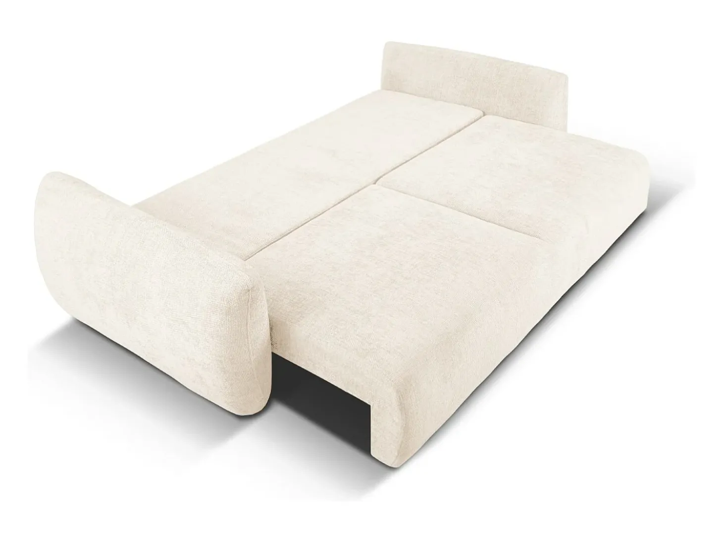 Cosmopolitan Design - Sofá-cama com compartimento de arrumação "Matera" 3 lugares em tecido chenille bege claro - 240x108x86cm