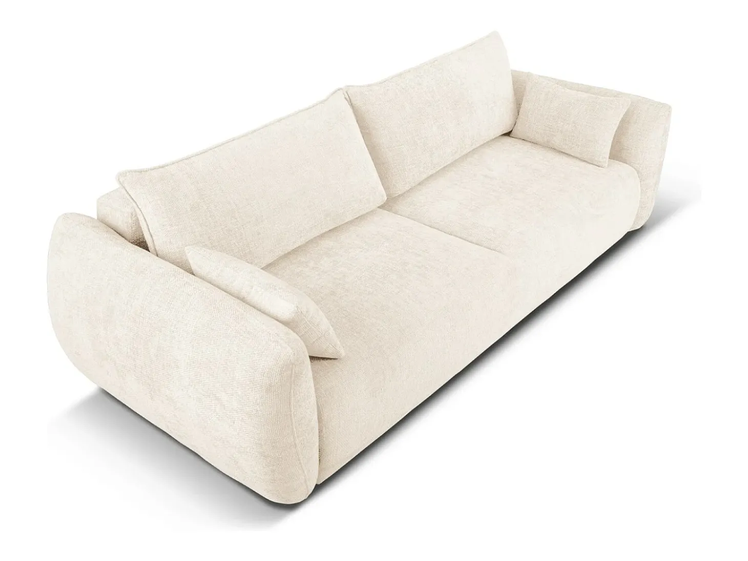 Cosmopolitan Design - Sofá-cama com compartimento de arrumação "Matera" 3 lugares em tecido chenille bege claro - 240x108x86cm