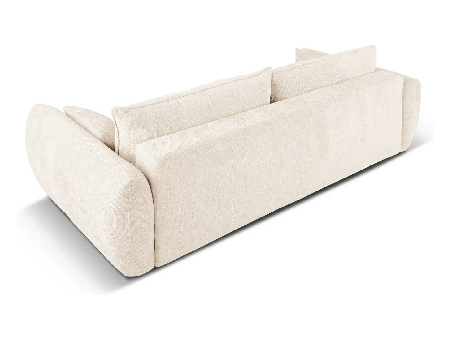 Cosmopolitan Design - Sofá-cama com compartimento de arrumação "Matera" 3 lugares em tecido chenille bege claro - 240x108x86cm
