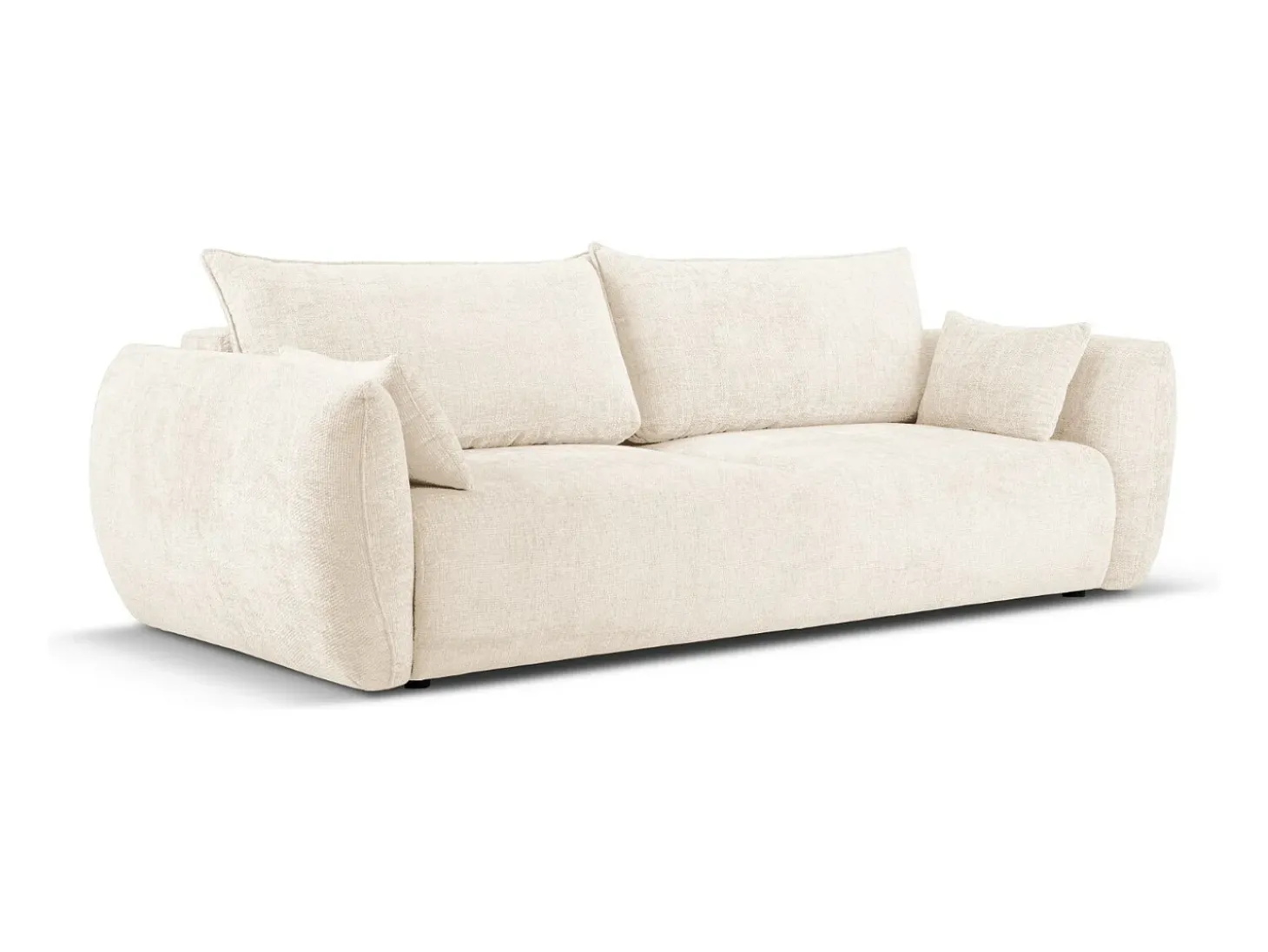 Cosmopolitan Design - Sofá-cama com compartimento de arrumação "Matera" 3 lugares em tecido chenille bege claro - 240x108x86cm