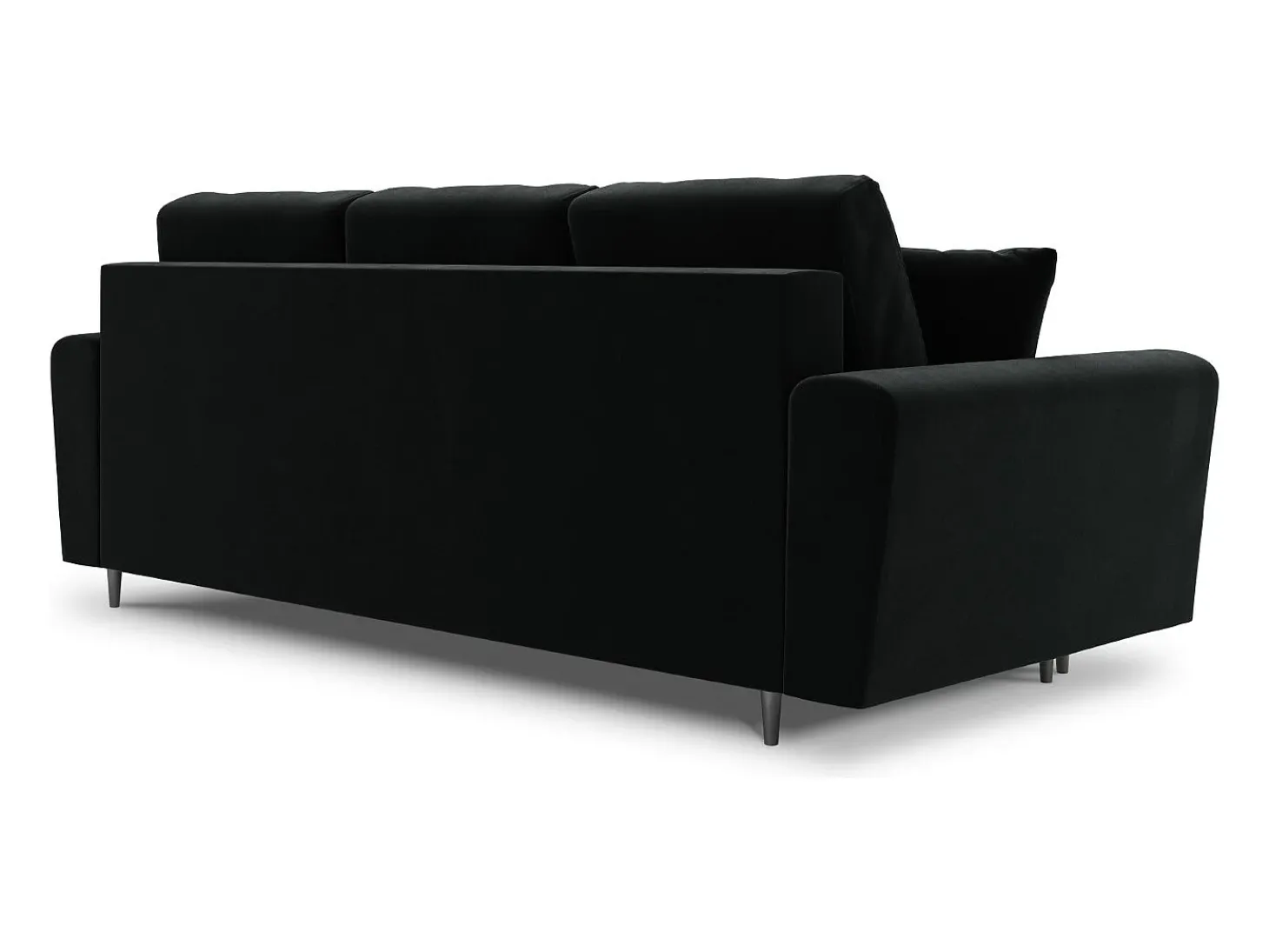 Cosmopolitan Design - Sofá-cama com compartimento de arrumação "Kyoto" 3 lugares em veludo preto - 235x100x88cm