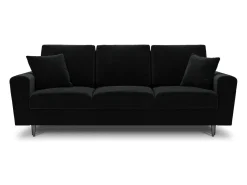 Cosmopolitan Design - Sofá-cama com compartimento de arrumação "Kyoto" 3 lugares em veludo preto - 235x100x88cm