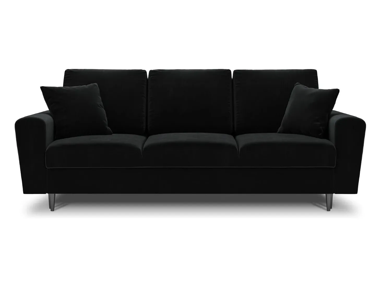 Cosmopolitan Design - Sofá-cama com compartimento de arrumação "Kyoto" 3 lugares em veludo preto - 235x100x88cm